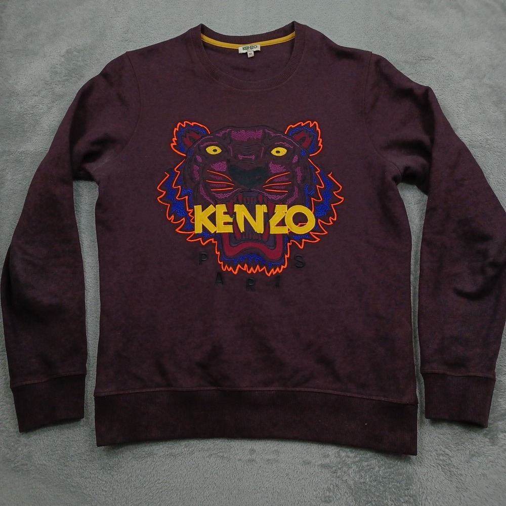Kenzo Paris Sweater Womens Medium Red Lion Embroidered Pullover Crew Neck